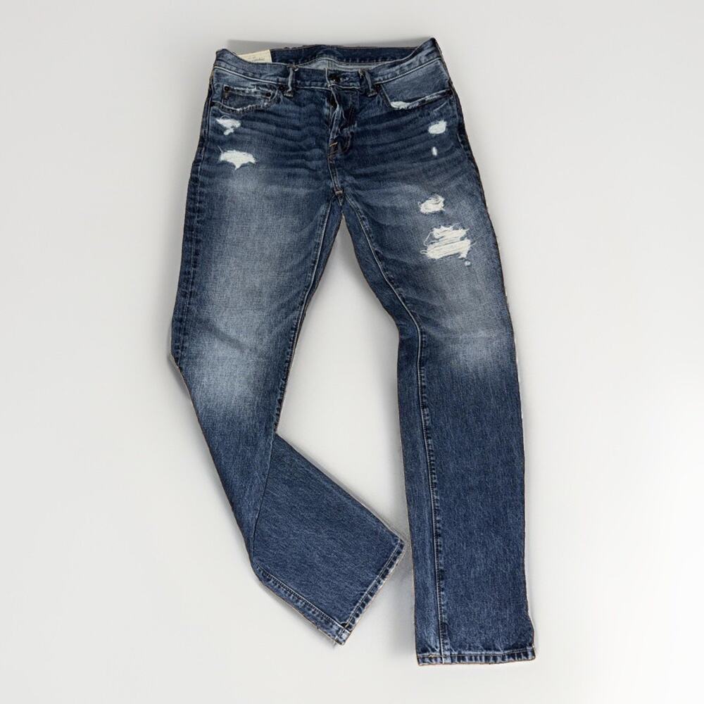 Abercrombie & Fitch A&F Skinny Button Fly Distressed Jeans Men’s 34x35